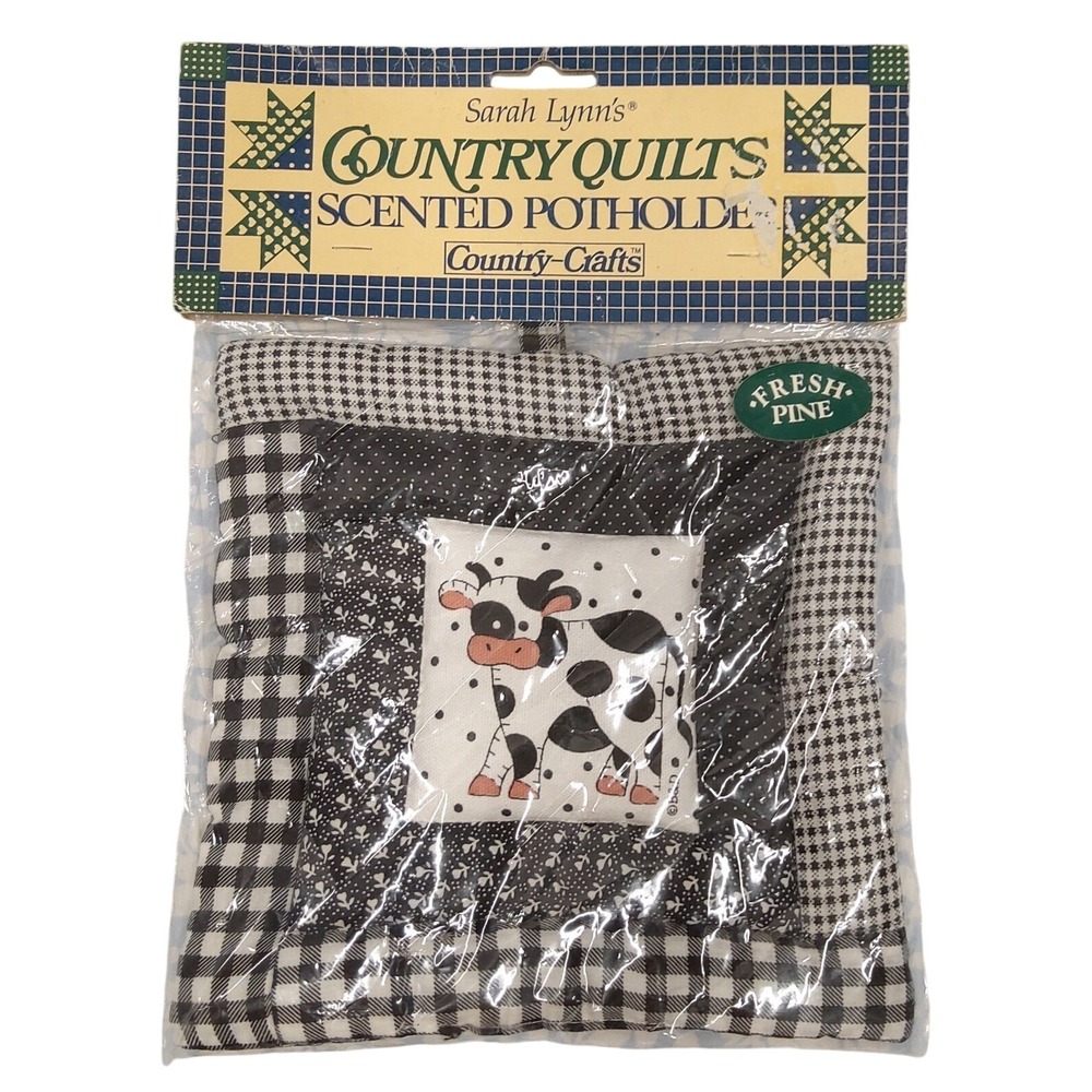 Vtg NOS NEW Cow Print Potholder Pine Scented by Country Kitchen Scents USA
